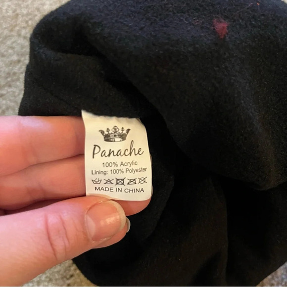 Panache Fleece lined Black Knit Beanie Winter Cable Hat with Pom - OS- NWOT - Picture 3 of 4